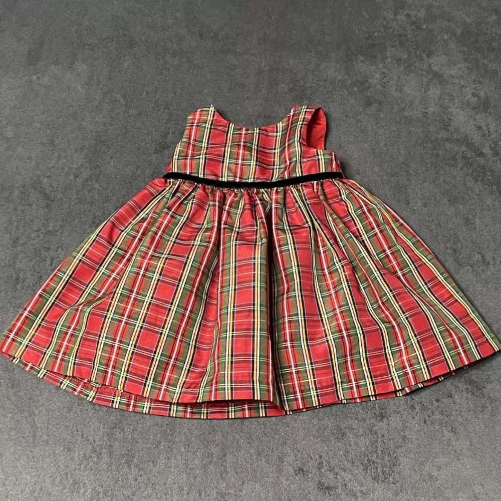Pastourelle Pippa Julie Dress Girls Size 6-9M Red Green Tartan Plaid Holiday